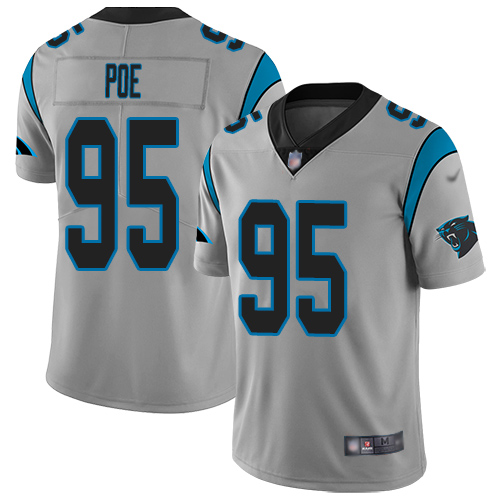 Carolina Panthers Limited Silver Youth Dontari Poe Jersey NFL Football #95 Inverted Legend